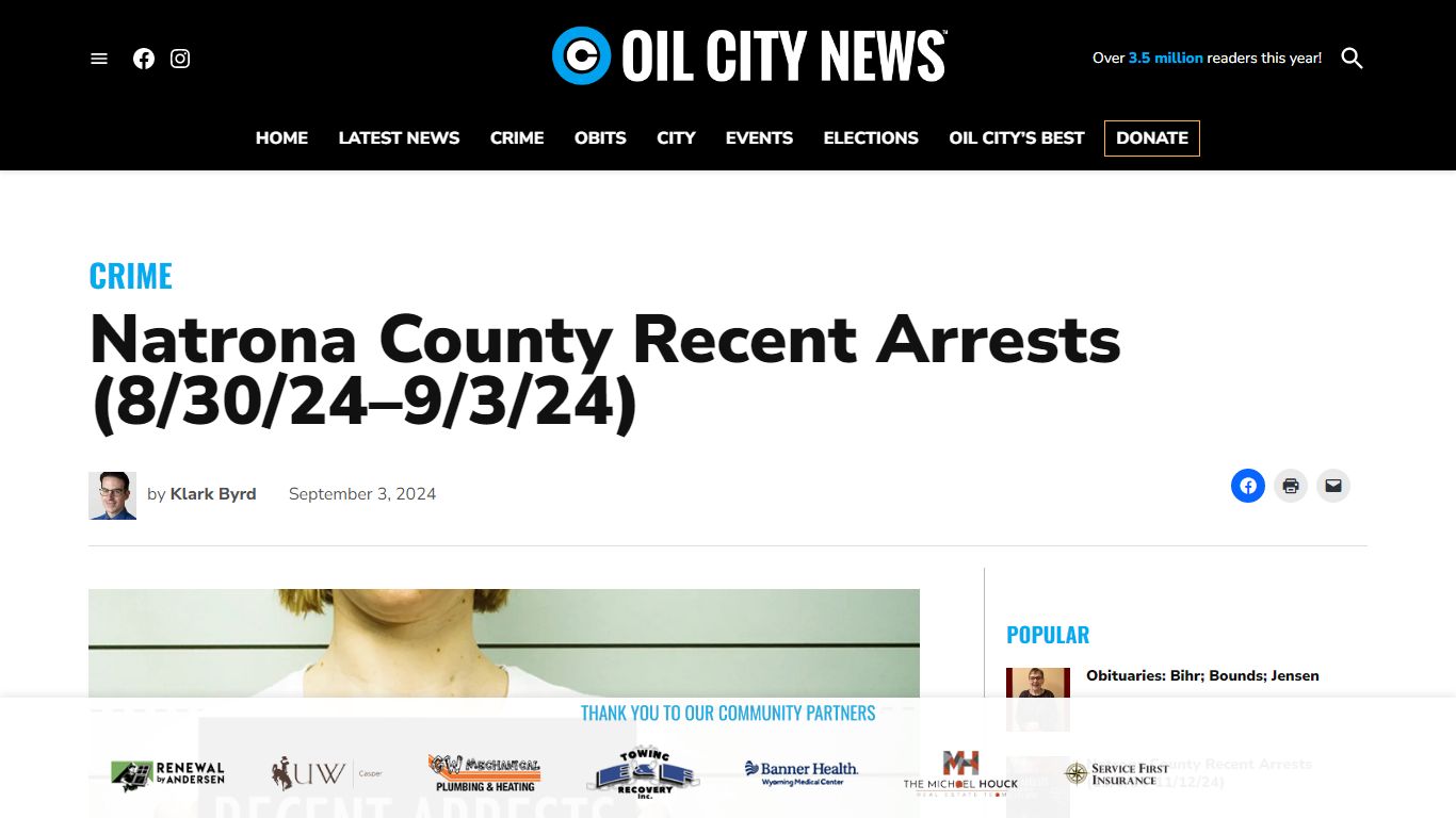 Natrona County Recent Arrests (8/30/24–9/3/24) - Oil City News