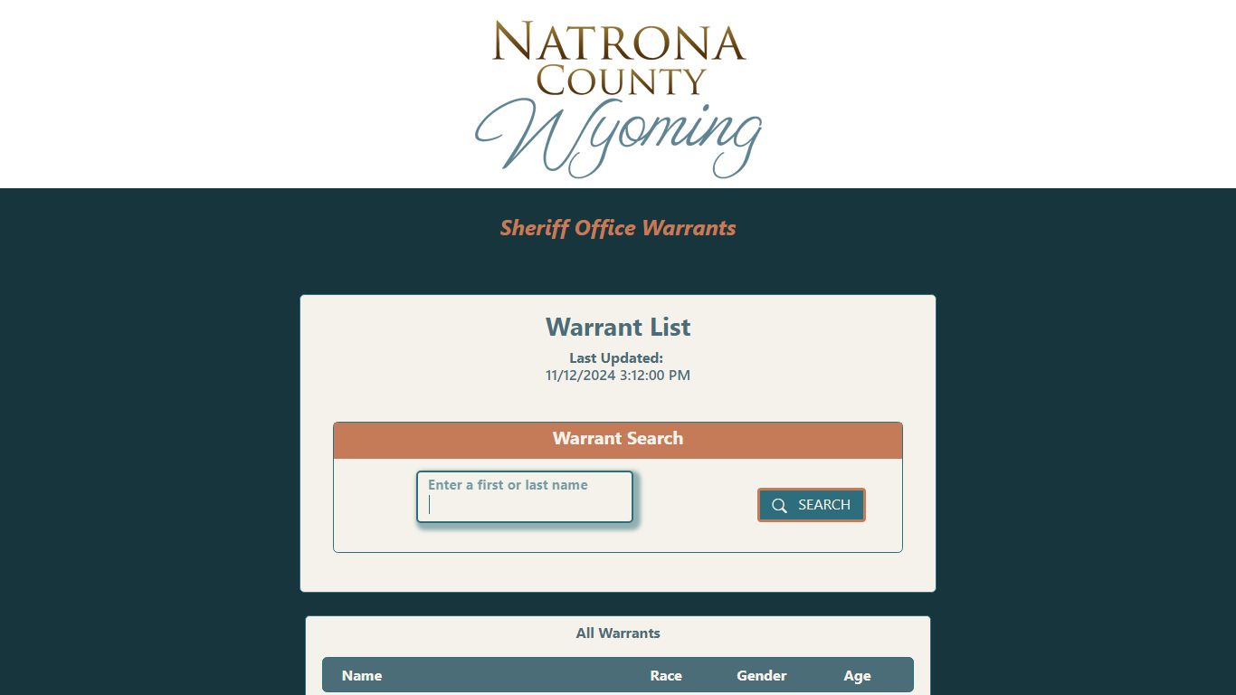 Sheriff Office Warrants - Natrona County