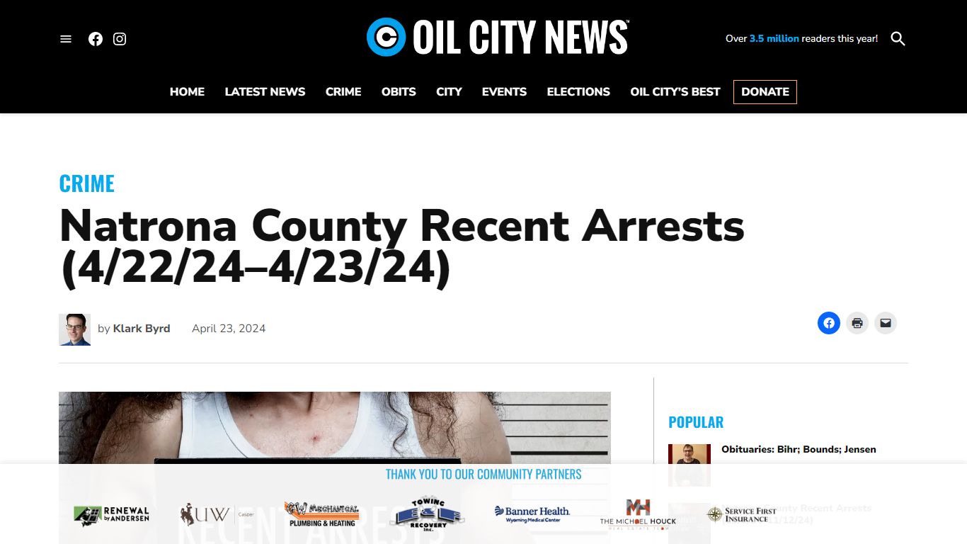 Natrona County Recent Arrests (4/22/24–4/23/24) - Oil City News